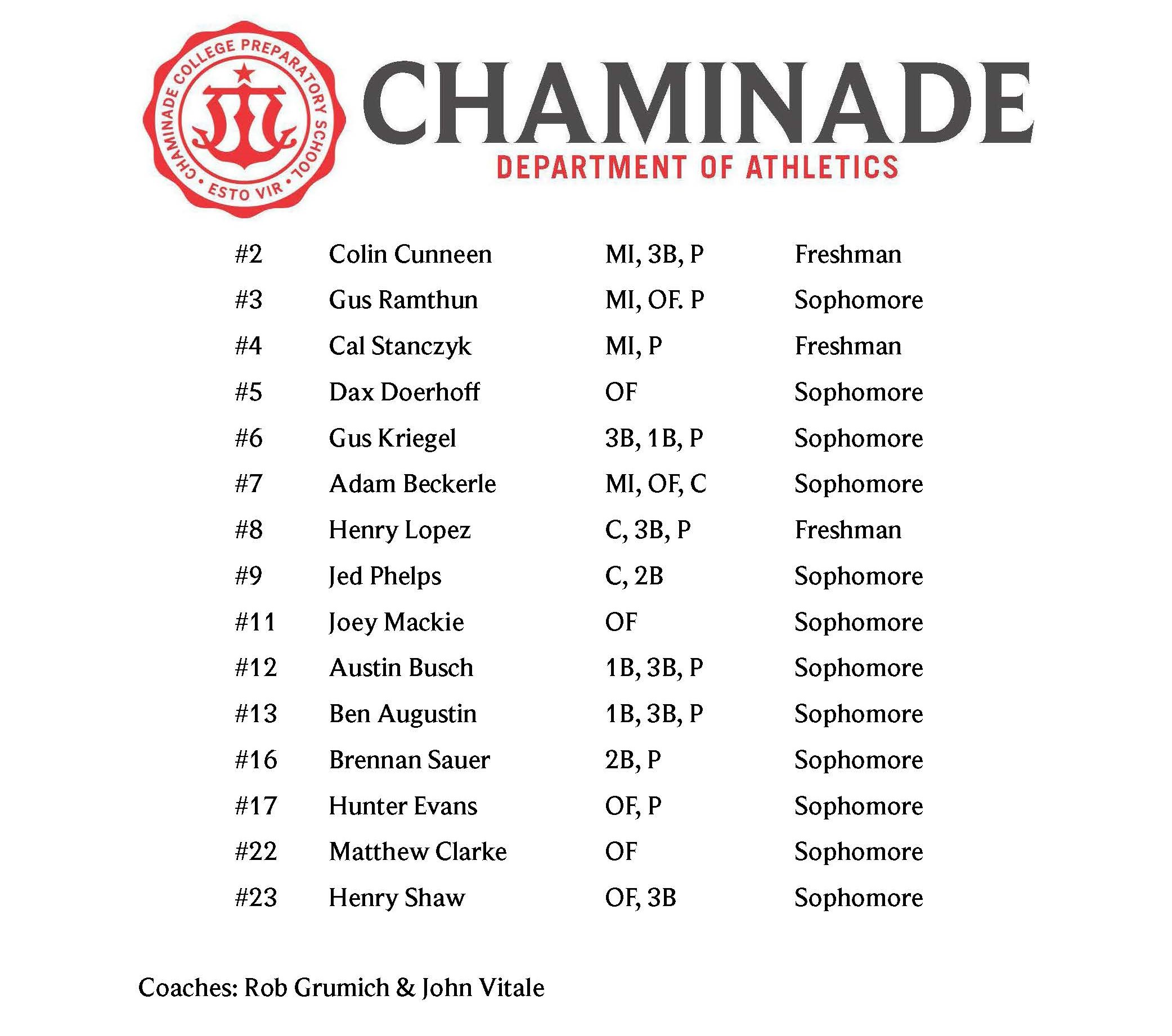 Baseball JV Roster