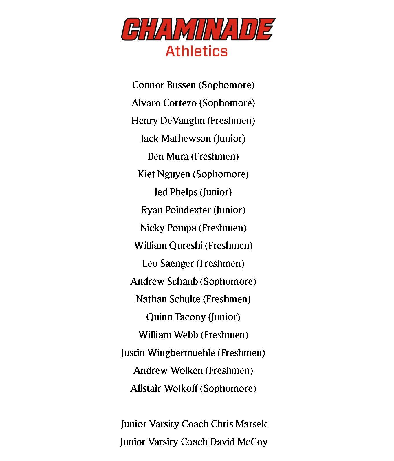 Junior Varsity Roster for webpage